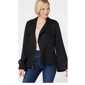 Laurie Felt Drape Front Black Jacket moto designed size M.